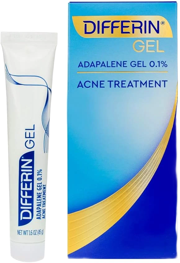 Differin Adapalene Gel 0.1% acne treatment, 45g pump — bottle from Amazon listing