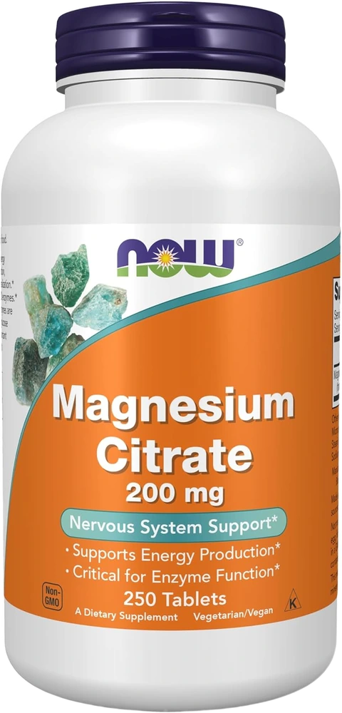 NOW Magnesium Citrate 200 mg Tablets — bottle