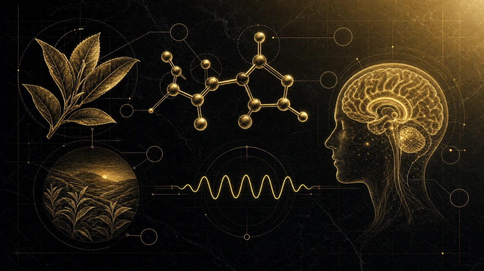 How L-theanine works — illustrated blueprint