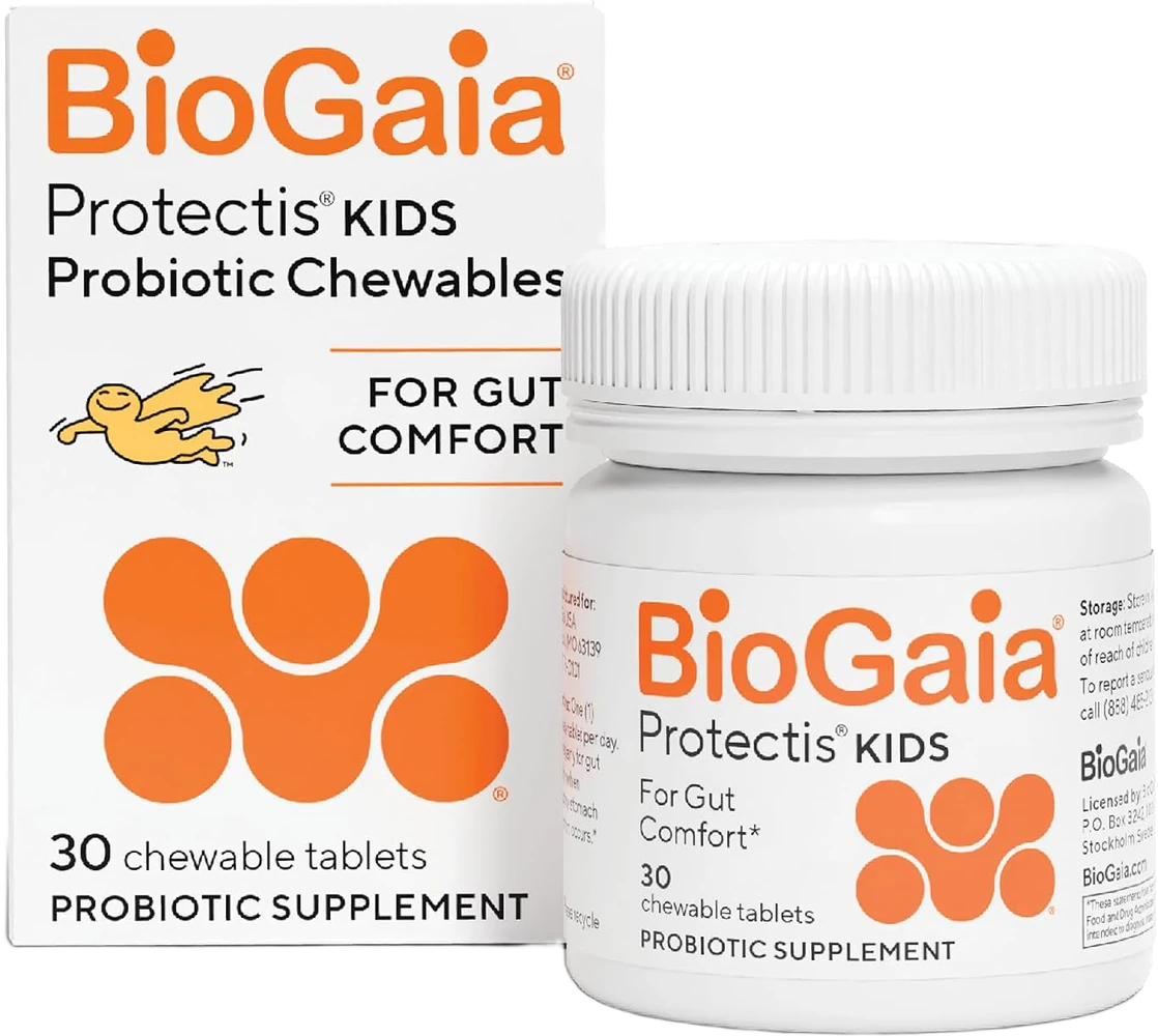 BioGaia Protectis Chewable bottle, 30 chewable tablets — Lactobacillus reuteri DSM 17938 single-strain probiotic from the Amazon listing