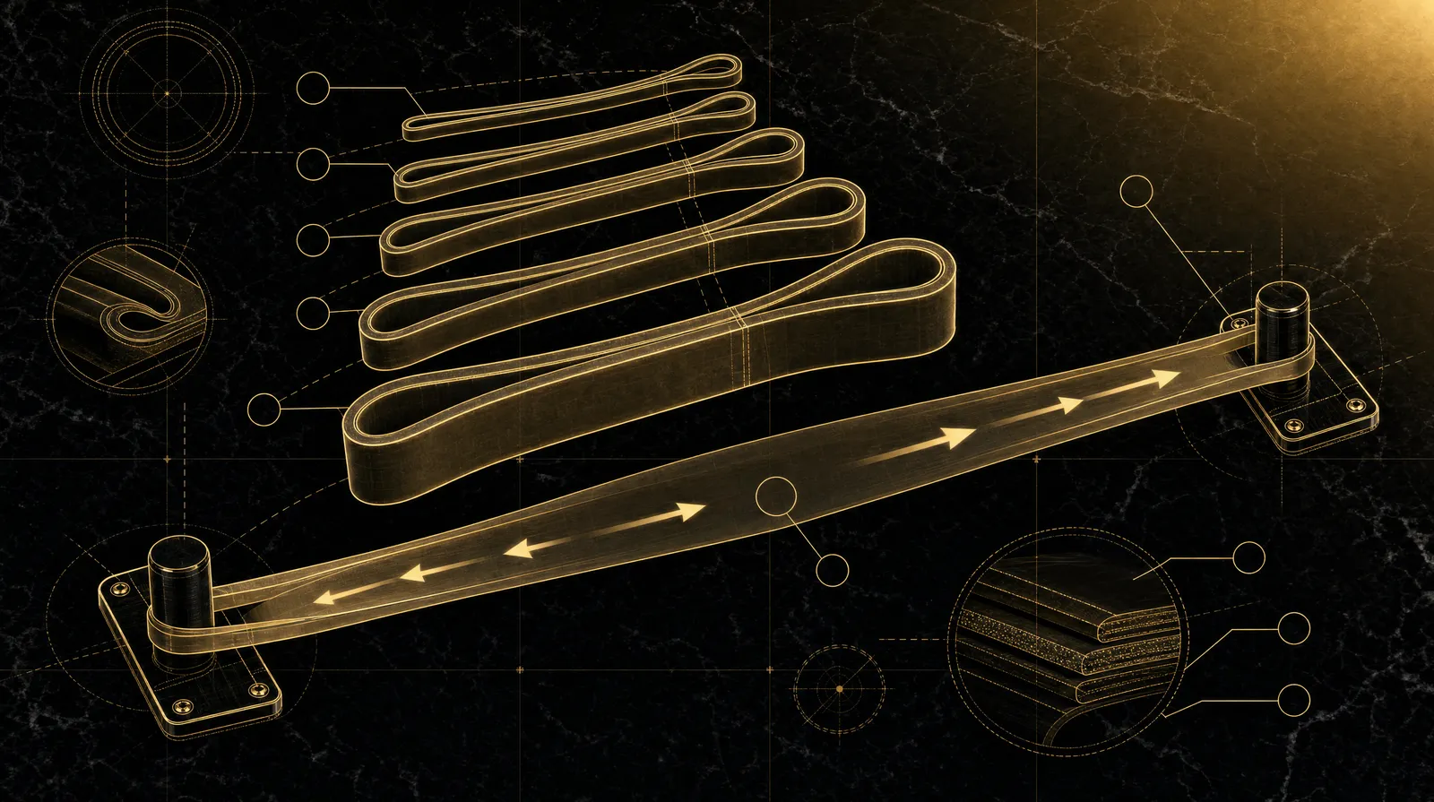 How a resistance band drives strength and muscle — illustrated blueprint