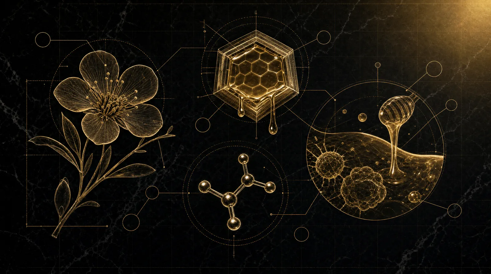 How manuka honey works — illustrated blueprint