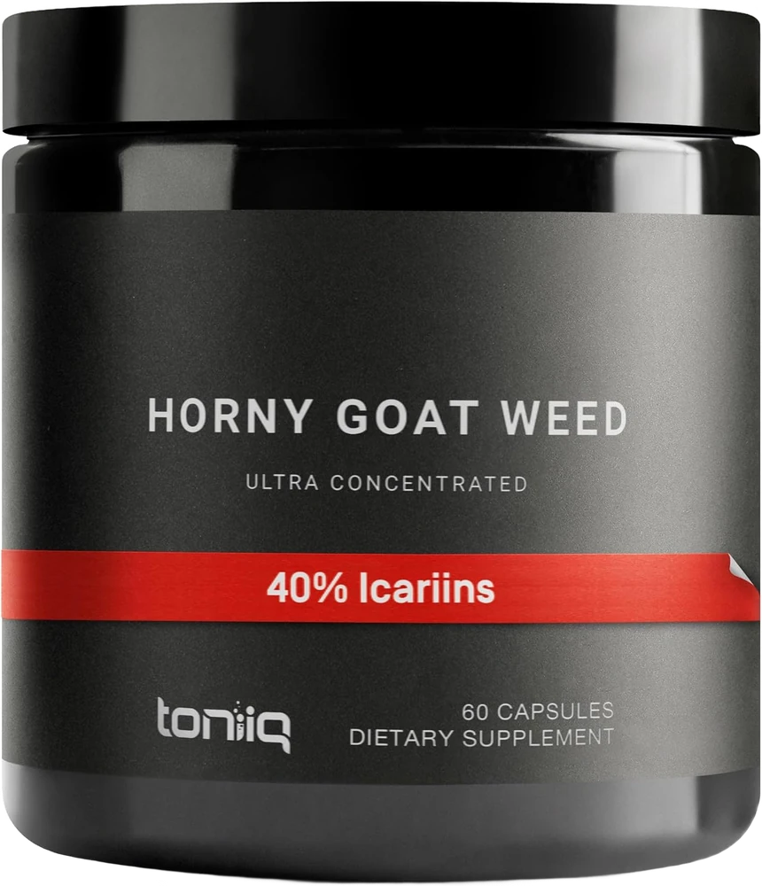 Toniiq Super Strength Horny Goat Weed, 40% icariins 60:1 extract, 60-capsule bottle — Amazon listing photo
