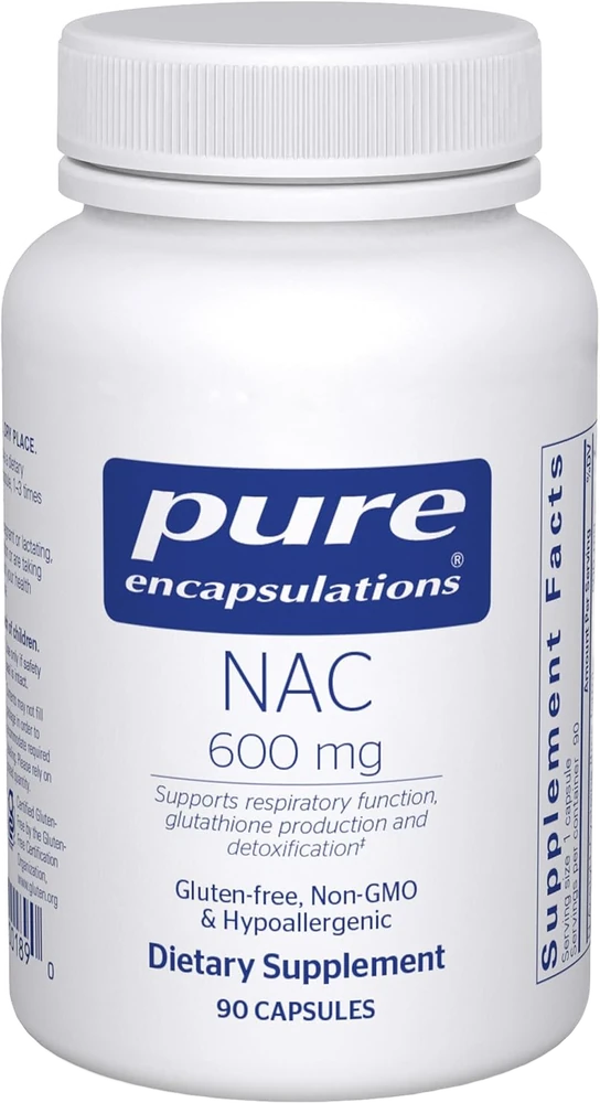 Pure Encapsulations NAC 600 mg (Freeform N-Acetyl-L-Cysteine), 90 Capsules